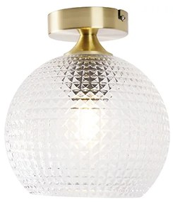 Art Deco plafondlamp messing met helder glas - Sphere