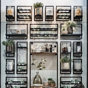 DTP Home Shelfmate Black Type E Wandplank Van Zwart Teakhout - 20x25x35cm.