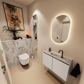 MONDIAZ TURE-DLUX 80cm toiletmeubel Linen. EDEN wastafel Glace positie midden. Met 1 kraangat. TUREDX80LINM1GLA