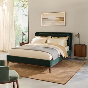 Tweepersoonsbed met hoofdbord en boxspring, fluweel, JABOTE