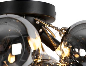 Smart plafondlamp zwart met smoke glas incl. 4 Wifi G9 - Uvas