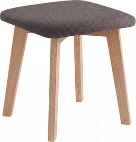 Mazzoni MILO Taupe Beige (stof Storm 26)/eiken onderstel - VIERKANTE GESTOFFEERDE KRUK VOOR KEUKEN/WOONKAMER