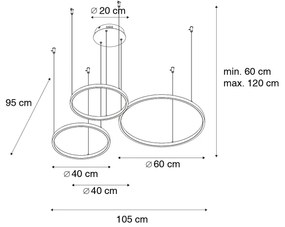 Eettafel / Eetkamer Hanglamp zwart incl. LED 3-staps dimbaar 3-lichts - Anello Design rond Binnenverlichting Lamp