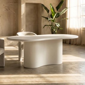Organische Eettafel Wit Betonlook 200 Cm - 200 X 110cm.