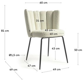 Kave Home Aniela Luxe Eetkamerstoel Wit Boucle