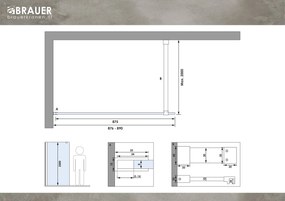 Brauer Brushed Season Inloopdouche helder glas 90x200 met muurprofiel RVS-kleurig geborsteld