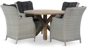 Tuinset Rond 4 personen 120 cm Wicker Grijs Garden Collections Buckingham/Sand