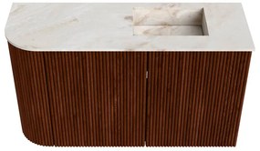 Mondiaz Joya DLux 70cm toiletmeubel ronding links ruby met wastafel faye rechts zonder kraangat frappe