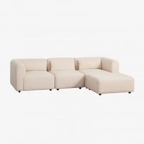 3-delige Modulaire Bank Met Poef Fogler Teddystof Crème Beige - Sklum