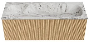 Mondiaz Kurve-dlux 120cm badmeubel oak met 1 lade en wastafel big large midden zonder kraangat glace