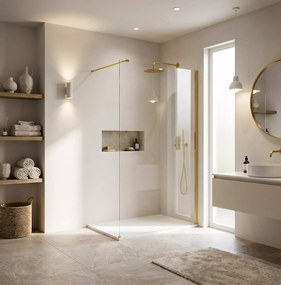 Walk-in douchewand Rea Flexi Transparent / Gold 90