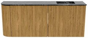 Mondiaz Joya DLux 100cm toiletmeubel ronding links oak met wastafel faye rechts 1 kraangat lava
