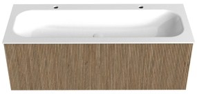 Mondiaz Kurve 120cm badmeubel dusk met 1 lade en wastafel big large midden 2 kraangaten