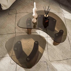 Organische Salontafelset Met Rookglas - 87 X 76cm.