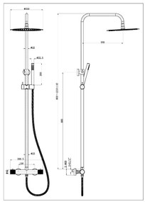 Mueller Clyde thermostatische opbouw regendouche zwart mat