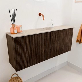 Mondiaz Joya DLux 100cm toiletmeubel walnut met wastafel faye midden zonder kraangat frappe