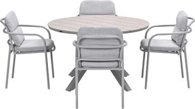 Garden Impressions Senja tuinset 5-delig valley sand - Tulli tuintafel Ø122x75 cm - light teak vironwood