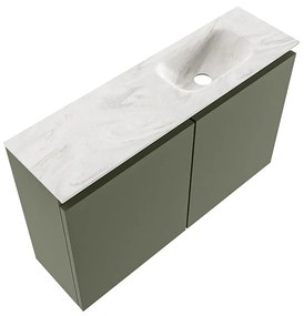 Mondiaz Ture DLux toiletmeubel 80cm army met wastafel ostra rechts met kraangat