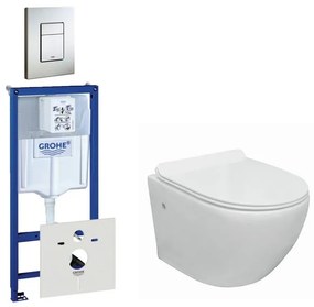 Go compact Toiletsetset - spoelrandloos - grohe inbouwreservoir - softclose - quickrelease - bedieningsplaat verticaal - rvs 0729205/0720026/sw242519/