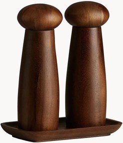 Kruidenmolenset RAW van keramiek en teakhout met dienblad, 3-delig