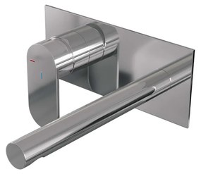 Brauer Chrome Edition ColdStart wastafelkraan inbouw rechte uitloop met achterplaat model C2 chroom