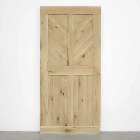 Houten Schuifdeur -  Eiken Chevron Onbehandeld - Zwart - Incl. Rails