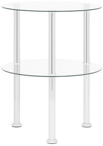 vidaXL Bijzettafel 2-laags 38 cm gehard glas transparant