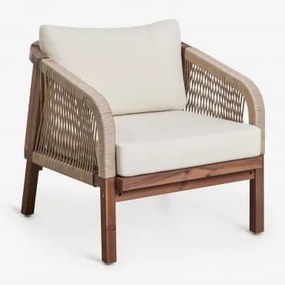 Acaciahouten Fauteuil Dubai Donker Acaciabruin & Stof Gardenia Wit - Sklum