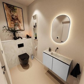 MONDIAZ TURE-DLUX 80cm toiletmeubel Plata. EDEN wastafel Ostra positie midden. Zonder kraangat. TUREDX80PLAM0OST