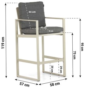 Barstoel Aluminium Taupe-naturel-bruin Lifestyle Garden Furniture Nuno