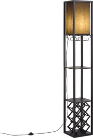Moderne vloerlamp zwart met stoffen kap en wijnrek - Stojan Wine