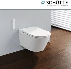 Schutte Cesari Premium randloze douche wc met Slim toiletzitting wit glans