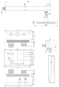 Brauer Black Carving thermostatische inbouw regendouche met 3 standen handdouche, rechte muurarm en hoofddouche 20cm set 55 zwart mat