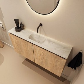 Mondiaz Ture DLux toiletmeubel 100cm washed oak met wastafel ostra midden zonder kraangat