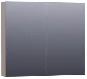 Saniclass Dual Spiegelkast - 80x70x15cm - 2 links- rechtsdraaiende spiegeldeur - MDF - mat taupe 7170