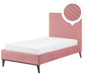 Bed fluweel roze 90 x 200 cm BAYONNE Beliani