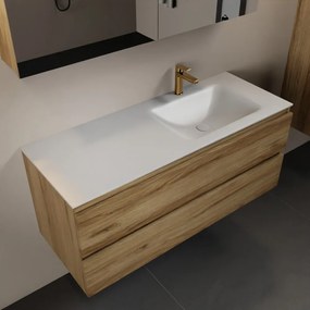 Mondiaz Aivy badmeubel 120cm chai met wastafel solid surface talc rechts 1 kraangat en spiegelkast