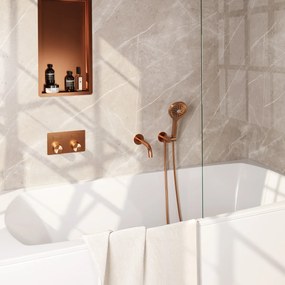 Brauer Stripe inbouw badkraan met drukknoppen en 3 standen handdouche koper geborsteld PVD