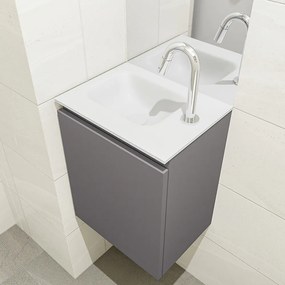 Mondiaz Olan 40cm toiletmeubel dark grey met wastafel talc links 1 kraangat