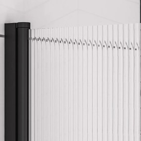 Eastbrook Fluted badwand met ribbelglas 80x140cm links zwart mat