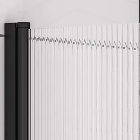 Eastbrook Fluted badwand met ribbelglas 80x140cm links zwart mat