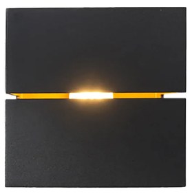 Moderne wandlamp zwart met goud 2-lichts - Transfer Design, Industriele / Industrie / Industrial, Modern G9 vierkant Binnenverlichting Lamp