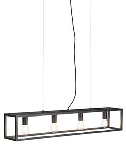 Eettafel / Eetkamer Smart industriële hanglamp met dimmer zwart incl. 4 WiFi A60 - Cage Industriele / Industrie / Industrial E27 Binnenverlichting Lamp