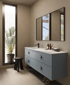 Muebles Avila badmeubel ribbelfront 160cm baby blauw met wastafel links met kraangat