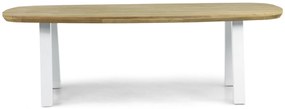 Dining Tuintafel rechthoekig 240 x 100 cm Aluminium/Teak Wit Falcon/Glasgow