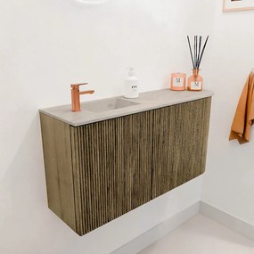 Mondiaz Joya DLux 80cm toiletmeubel ronding rechts dusk met wastafel faye links 1 kraangat opalo