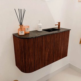 Mondiaz Joya DLux 70cm toiletmeubel ronding links ruby met wastafel faye rechts 1 kraangat lava