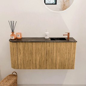 Mondiaz Joya DLux 90cm toiletmeubel ronding links oak met wastafel faye rechts 1 kraangat lava