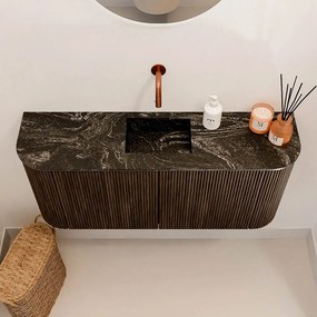 Mondiaz Joya DLux 95cm toiletmeubel ronding links/rechts walnut met wastafel faye midden zonder kraangat lava