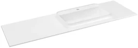 Sapho Brahea wastafel 145x50cm solid surface wit mat met brede rand en kraangat rechts